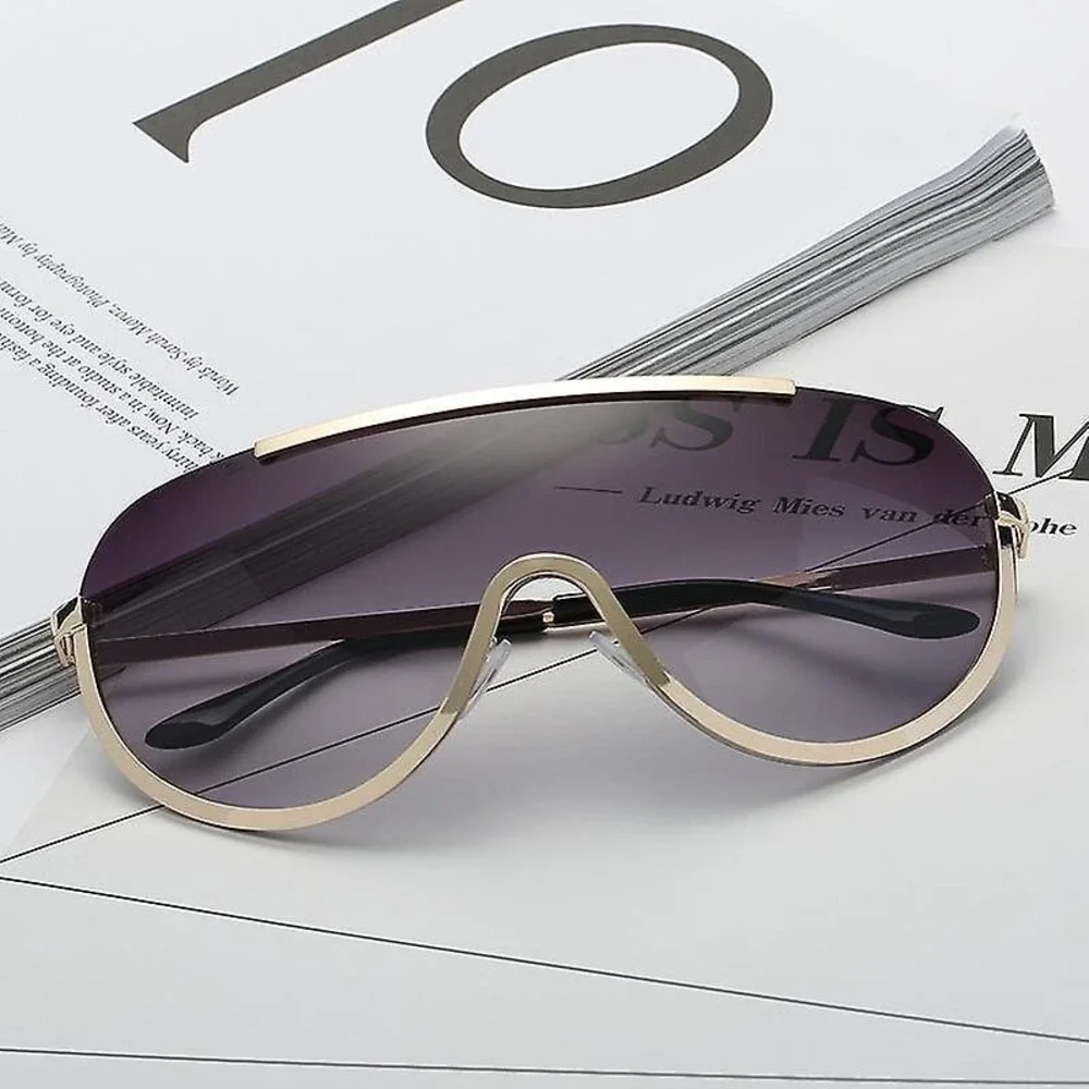 Oversized Top Bar Futuristic Wrap Sunglasses One Piece Men Fashion Shades Lentes